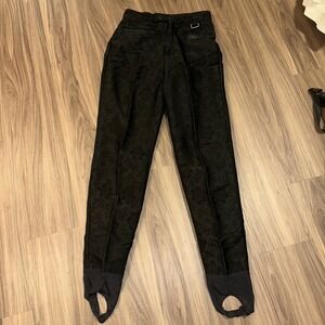 Nils Womens Black Patterned Stirrup Ski Pants Size 12 Made in USA